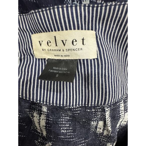 Velvet Graham & Spencer Navy Ikat Print Jumpsuit Drawstring Waist - Picture 3 of 6